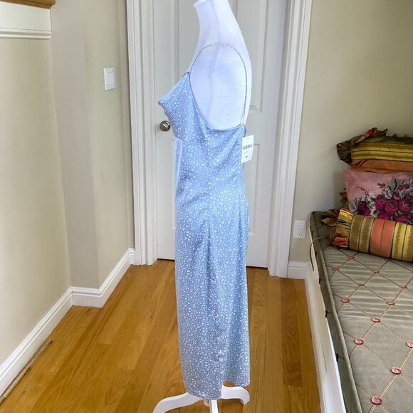 Forever 21 Dress Slip Midi Light Blue White Polka Dots NWT (M) - Picture 2 of 7